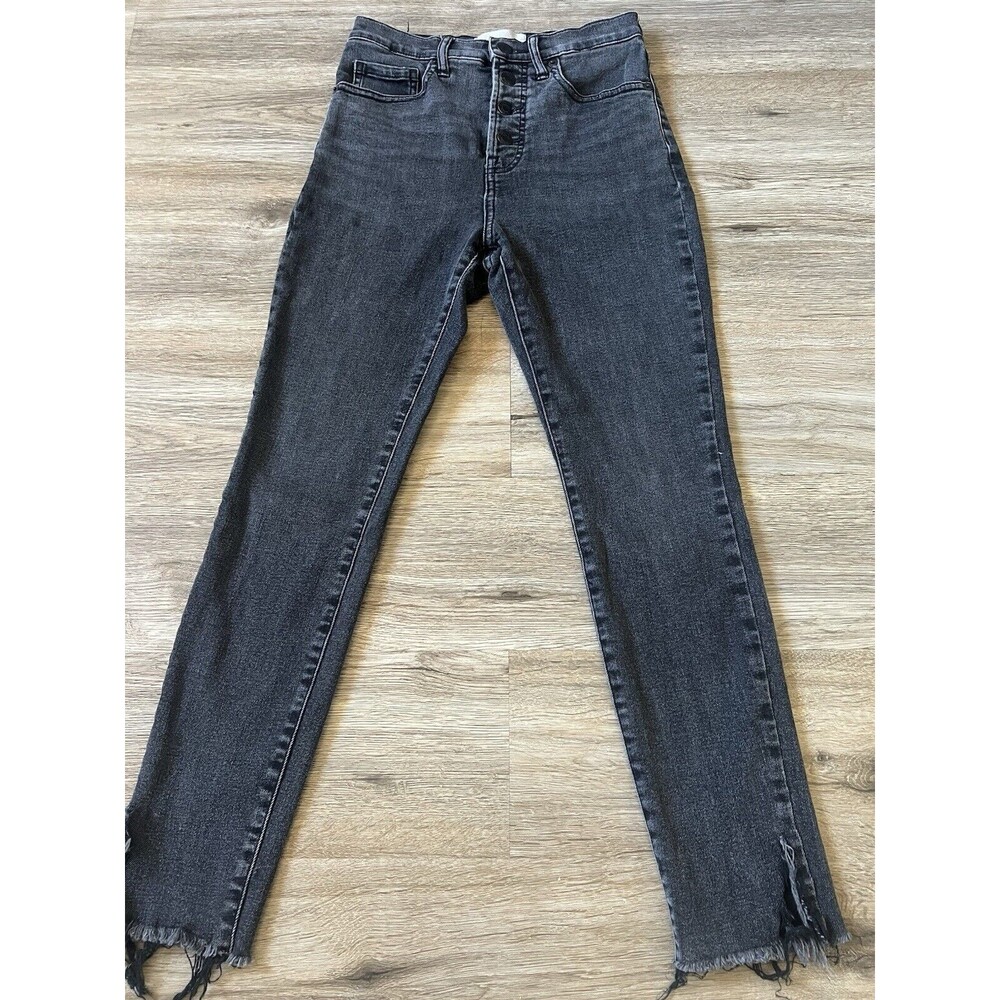Everlane  High Rise Skinny Button Fly Washed Black 26.